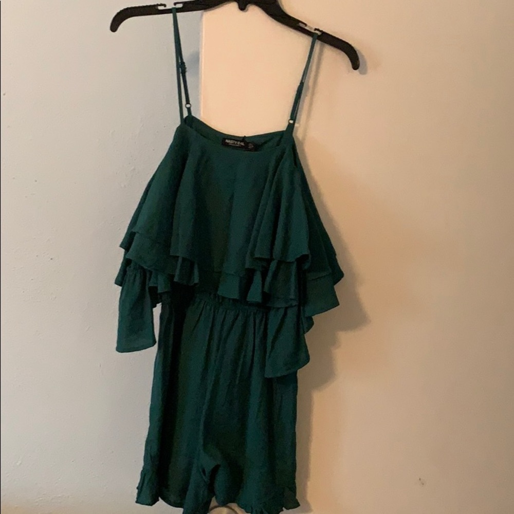 Nasty Gal off the shoulder ruffle romper